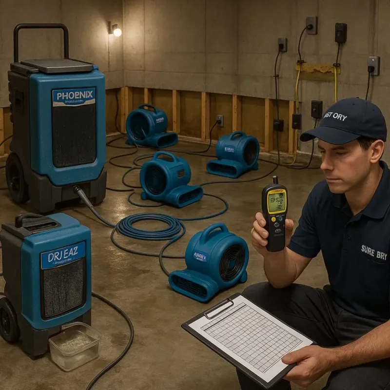 Structural Drying and Dehumidification process in Nichols Hills, OK